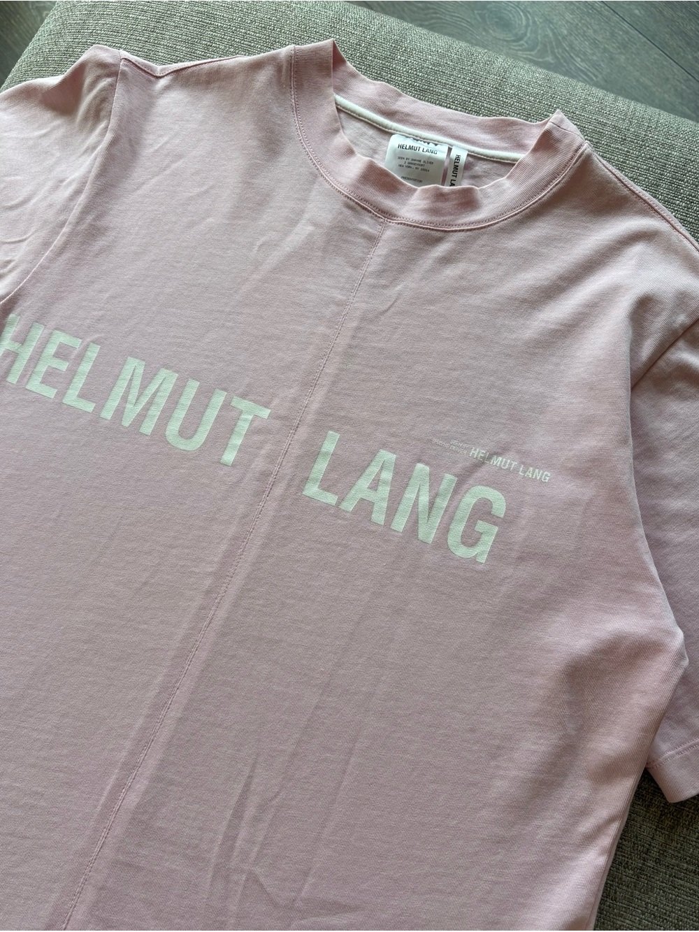 Helmut Lang Pale Pink Logo Tag Tee